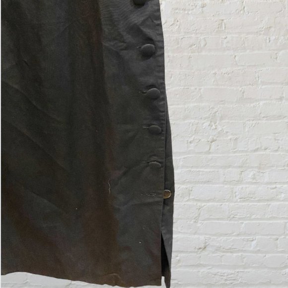 NEW YORK STUDIO -- Maxi Dress, Black Linen with Side Buttons, Sleeveless, Lined - Picture 11 of 16